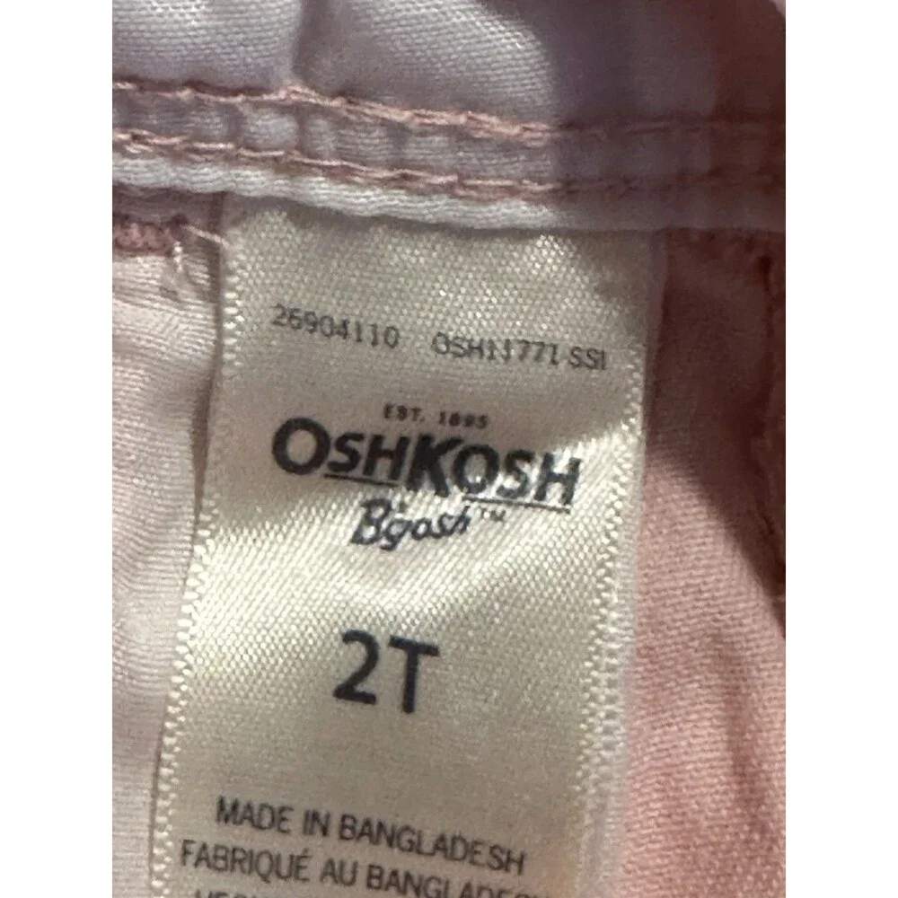 Oshkosh B'gosh Pink Shortalls Overalls Heart Pocket Vestbak Toddler Girls 2T